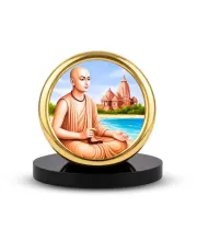 Car Desk/Table Top Chaitanya Mahaprabhu Metal Golden Photo Stand  2x2 Inches, Compact & Stylish Spiritual Display For Car, Home & Office (Pack Of 1) (F18570)
