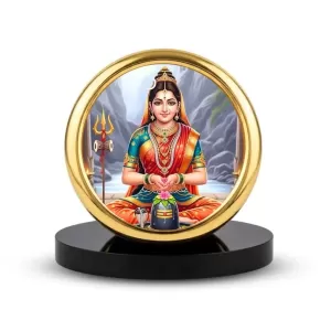 Car Desk/Table Top Goddess Parvathi Metal Golden Photo Stand 2x2 Inches, Compact & Stylish Spiritual Display For Car, Home & Office (Pack Of 1) (F18573) Car Desk/Table Top Goddess Parvathi Metal Golden Photo Stand 2x2 Inches, Compact & Stylish Spiritual Display For Car, Home & Office (Pack Of 1) (F18573)