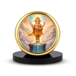 Car Desk/Table Top Lord Ganesha Metal Golden Photo Stand 2x2 Inches, Compact & Stylish Spiritual Display For Car, Home & Office (Pack Of 1) (F18575) Car Desk/Table Top Lord Ganesha Metal Golden Photo Stand 2x2 Inches, Compact & Stylish Spiritual Display For Car, Home & Office (Pack Of 1) (F18575)