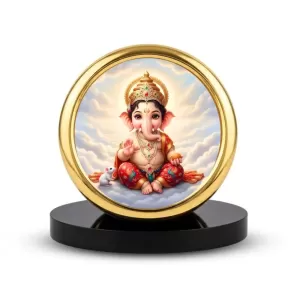 Car Desk/Table Top Lord Ganesha Metal Golden Photo Stand 2x2 Inches, Compact & Stylish Spiritual Display For Car, Home & Office (Pack Of 1) (F18578) Car Desk/Table Top Lord Ganesha Metal Golden Photo Stand 2x2 Inches, Compact & Stylish Spiritual Display For Car, Home & Office (Pack Of 1) (F18578)