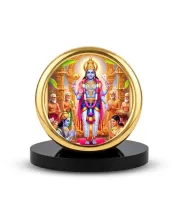 Car Desk/Table Top Lord Vishnu Metal Golden Photo Stand  2x2 Inches, Compact & Stylish Spiritual Display For Car, Home & Office (Pack Of 1) (F18585)