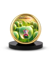 Car Desk/Table Top Lord Ganapathi Metal Golden Photo Stand  2x2 Inches, Compact & Stylish Spiritual Display For Car, Home & Office (Pack Of 1) (F18587)