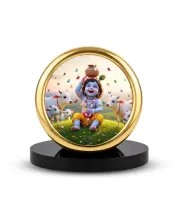 Car Desk/Table Top Lord Krishna Metal Golden Photo Stand  2x2 Inches, Compact & Stylish Spiritual Display For Car, Home & Office (Pack Of 1) (F18588)