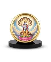 Car Desk/Table Top Lord Vishnu Metal Golden Photo Stand  2x2 Inches, Compact & Stylish Spiritual Display For Car, Home & Office (Pack Of 1) (F18590)
