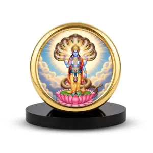 Car Desk/Table Top Lord Vishnu Metal Golden Photo Stand 2x2 Inches, Compact & Stylish Spiritual Display For Car, Home & Office (Pack Of 1) (F18590) Car Desk/Table Top Lord Vishnu Metal Golden Photo Stand 2x2 Inches, Compact & Stylish Spiritual Display For Car, Home & Office (Pack Of 1) (F18590)