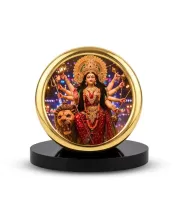 Car Desk/Table Top Durga Matha Metal Golden Photo Stand  2x2 Inches, Compact & Stylish Spiritual Display For Car, Home & Office (Pack Of 1) (F18591)