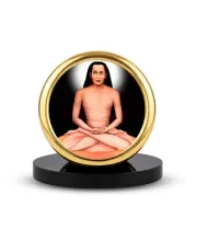 Car Desk/Table Top Mahaveer Baba Metal Golden Photo Stand  2x2 Inches, Compact & Stylish Spiritual Display For Car, Home & Office (Pack Of 1) (F18593)
