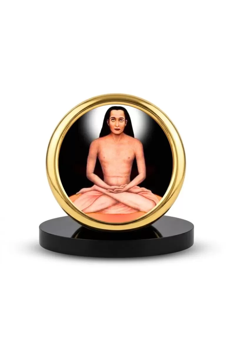 Car Desk/Table Top Mahaveer Baba Metal Golden Photo Stand  2x2 Inches, Compact & Stylish Spiritual Display For Car, Home & Office (Pack Of 1) (F18593)