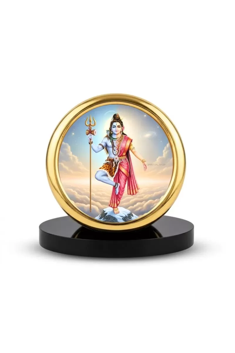 Car Desk/Table Top Arthanareeshwar Metal Golden Photo Stand  2x2 Inches, Compact & Stylish Spiritual Display For Car, Home & Office (Pack Of 1) (F18594)
