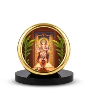 Car Desk/Table Top Lord Ganesha Metal Golden Photo Stand  2x2 Inches, Compact & Stylish Spiritual Display For Car, Home & Office (Pack Of 1) (F18596)