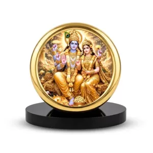 Car Desk/Table Top Radha Krishna Metal Golden Photo Stand 2x2 Inches, Compact & Stylish Spiritual Display For Car, Home & Office (Pack Of 1) (F18597) Car Desk/Table Top Radha Krishna Metal Golden Photo Stand 2x2 Inches, Compact & Stylish Spiritual Display For Car, Home & Office (Pack Of 1) (F18597)