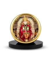Car Desk/Table Top Lord Saibaba Metal Golden Photo Stand  2x2 Inches, Compact & Stylish Spiritual Display For Car, Home & Office (Pack Of 1) (F18599)