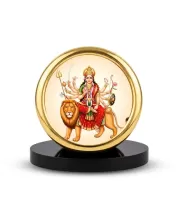 Car Desk/Table Top Durga Matha Metal Golden Photo Stand  2x2 Inches, Compact & Stylish Spiritual Display For Car, Home & Office (Pack Of 1) (F18600)