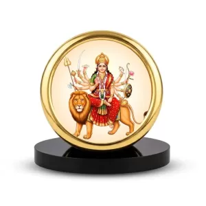 Car Desk/Table Top Durga Matha Metal Golden Photo Stand 2x2 Inches, Compact & Stylish Spiritual Display For Car, Home & Office (Pack Of 1) (F18600) Car Desk/Table Top Durga Matha Metal Golden Photo Stand 2x2 Inches, Compact & Stylish Spiritual Display For Car, Home & Office (Pack Of 1) (F18600)