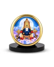 Car Desk/Table Top Lord Balaji Metal Golden Photo Stand  2x2 Inches, Compact & Stylish Spiritual Display For Car, Home & Office (Pack Of 1) (F18601)