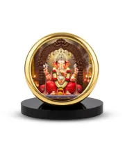 Car Desk/Table Top Lord Ganesha Metal Golden Photo Stand  2x2 Inches, Compact & Stylish Spiritual Display For Car, Home & Office (Pack Of 1) (F18604)