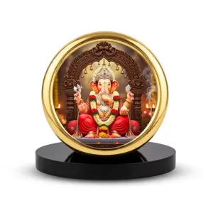 Car Desk/Table Top Lord Ganesha Metal Golden Photo Stand 2x2 Inches, Compact & Stylish Spiritual Display For Car, Home & Office (Pack Of 1) (F18604) Car Desk/Table Top Lord Ganesha Metal Golden Photo Stand 2x2 Inches, Compact & Stylish Spiritual Display For Car, Home & Office (Pack Of 1) (F18604)