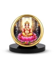 Car Desk/Table Top Lord Ganesha Metal Golden Photo Stand  2x2 Inches, Compact & Stylish Spiritual Display For Car, Home & Office (Pack Of 1) (F18605)