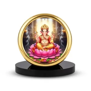 Car Desk/Table Top Lord Ganesha Metal Golden Photo Stand 2x2 Inches, Compact & Stylish Spiritual Display For Car, Home & Office (Pack Of 1) (F18605) Car Desk/Table Top Lord Ganesha Metal Golden Photo Stand 2x2 Inches, Compact & Stylish Spiritual Display For Car, Home & Office (Pack Of 1) (F18605)