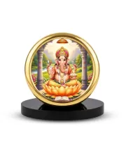 Car Desk/Table Top Lord Ganesha Metal Golden Photo Stand  2x2 Inches, Compact & Stylish Spiritual Display For Car, Home & Office (Pack Of 1) (F18607)