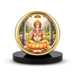 Car Desk/Table Top Lord Ganesha Metal Golden Photo Stand 2x2 Inches, Compact & Stylish Spiritual Display For Car, Home & Office (Pack Of 1) (F18607) Car Desk/Table Top Lord Ganesha Metal Golden Photo Stand 2x2 Inches, Compact & Stylish Spiritual Display For Car, Home & Office (Pack Of 1) (F18607)