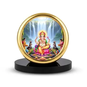 Car Desk/Table Top Lord Ganesha Metal Golden Photo Stand 2x2 Inches, Compact & Stylish Spiritual Display For Car, Home & Office (Pack Of 1) (F18608) Car Desk/Table Top Lord Ganesha Metal Golden Photo Stand 2x2 Inches, Compact & Stylish Spiritual Display For Car, Home & Office (Pack Of 1) (F18608)