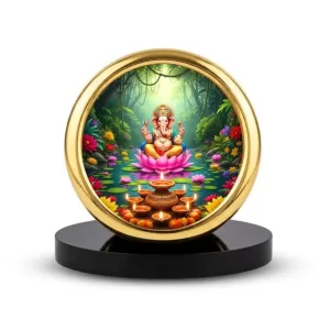 Car Desk/Table Top Lord Ganesha Metal Golden Photo Stand 2x2 Inches, Compact & Stylish Spiritual Display For Car, Home & Office (Pack Of 1) (F18609) Car Desk/Table Top Lord Ganesha Metal Golden Photo Stand 2x2 Inches, Compact & Stylish Spiritual Display For Car, Home & Office (Pack Of 1) (F18609)