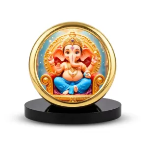 Car Desk/Table Top Lord Ganesha Metal Golden Photo Stand 2x2 Inches, Compact & Stylish Spiritual Display For Car, Home & Office (Pack Of 1) (F18610) Car Desk/Table Top Lord Ganesha Metal Golden Photo Stand 2x2 Inches, Compact & Stylish Spiritual Display For Car, Home & Office (Pack Of 1) (F18610)