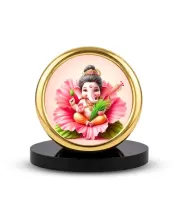 Car Desk/Table Top Lord Ganesha Metal Golden Photo Stand  2x2 Inches, Compact & Stylish Spiritual Display For Car, Home & Office (Pack Of 1) (F18611)
