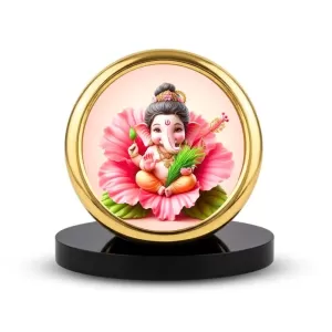 Car Desk/Table Top Lord Ganesha Metal Golden Photo Stand 2x2 Inches, Compact & Stylish Spiritual Display For Car, Home & Office (Pack Of 1) (F18611) Car Desk/Table Top Lord Ganesha Metal Golden Photo Stand 2x2 Inches, Compact & Stylish Spiritual Display For Car, Home & Office (Pack Of 1) (F18611)