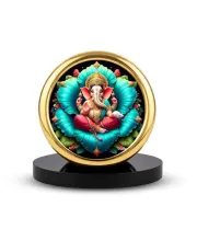 Car Desk/Table Top Lord Ganesha Metal Golden Photo Stand  2x2 Inches, Compact & Stylish Spiritual Display For Car, Home & Office (Pack Of 1) (F18612)
