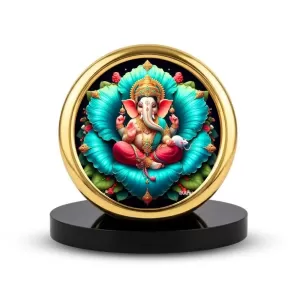 Car Desk/Table Top Lord Ganesha Metal Golden Photo Stand 2x2 Inches, Compact & Stylish Spiritual Display For Car, Home & Office (Pack Of 1) (F18612) Car Desk/Table Top Lord Ganesha Metal Golden Photo Stand 2x2 Inches, Compact & Stylish Spiritual Display For Car, Home & Office (Pack Of 1) (F18612)