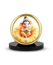 Car Desk/Table Top Lord Ganesha Metal Golden Photo Stand  2x2 Inches, Compact & Stylish Spiritual Display For Car, Home & Office (Pack Of 1) (F18613)