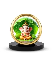 Car Desk/Table Top Lord Ganesha Metal Golden Photo Stand  2x2 Inches, Compact & Stylish Spiritual Display For Car, Home & Office (Pack Of 1) (F18614)