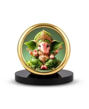 Car Desk/Table Top Lord Ganesha Metal Golden Photo Stand  2x2 Inches, Compact & Stylish Spiritual Display For Car, Home & Office (Pack Of 1) (F18616)
