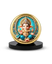Car Desk/Table Top Lord Ganesha Metal Golden Photo Stand  2x2 Inches, Compact & Stylish Spiritual Display For Car, Home & Office (Pack Of 1) (F18617)