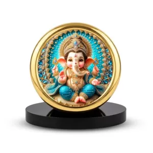 Car Desk/Table Top Lord Ganesha Metal Golden Photo Stand 2x2 Inches, Compact & Stylish Spiritual Display For Car, Home & Office (Pack Of 1) (F18617) Car Desk/Table Top Lord Ganesha Metal Golden Photo Stand 2x2 Inches, Compact & Stylish Spiritual Display For Car, Home & Office (Pack Of 1) (F18617)