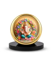 Car Desk/Table Top Lord Ganesha Metal Golden Photo Stand  2x2 Inches, Compact & Stylish Spiritual Display For Car, Home & Office (Pack Of 1) (F18618)