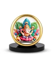 Car Desk/Table Top Lord Ganesha Metal Golden Photo Stand  2x2 Inches, Compact & Stylish Spiritual Display For Car, Home & Office (Pack Of 1) (F18619)