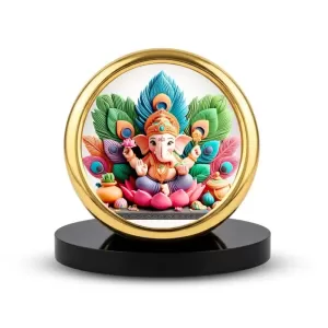 Car Desk/Table Top Lord Ganesha Metal Golden Photo Stand 2x2 Inches, Compact & Stylish Spiritual Display For Car, Home & Office (Pack Of 1) (F18619) Car Desk/Table Top Lord Ganesha Metal Golden Photo Stand 2x2 Inches, Compact & Stylish Spiritual Display For Car, Home & Office (Pack Of 1) (F18619)