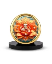 Car Desk/Table Top Lord Ganesha Metal Golden Photo Stand  2x2 Inches, Compact & Stylish Spiritual Display For Car, Home & Office (Pack Of 1) (F18620)