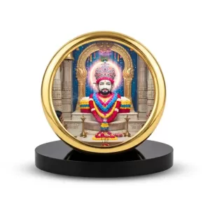 Car Desk/Table Top TARA MAA Metal Golden Photo Stand  2x2 Inches, Compact & Stylish Spiritual Display For Car, Home & Office (Pack Of 1) (F18622)