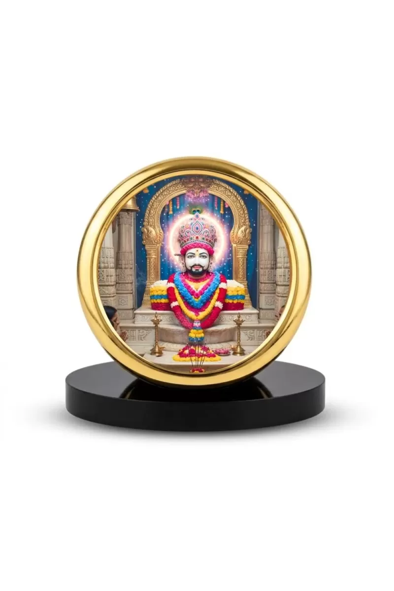 Car Desk/Table Top TARA MAA Metal Golden Photo Stand  2x2 Inches, Compact & Stylish Spiritual Display For Car, Home & Office (Pack Of 1) (F18622)