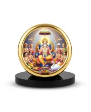Car Desk/Table Top  Lord Vishwakarma Metal Golden Photo Stand  2x2 Inches, Compact & Stylish Spiritual Display For Car, Home & Office (Pack Of 1) (F18624)