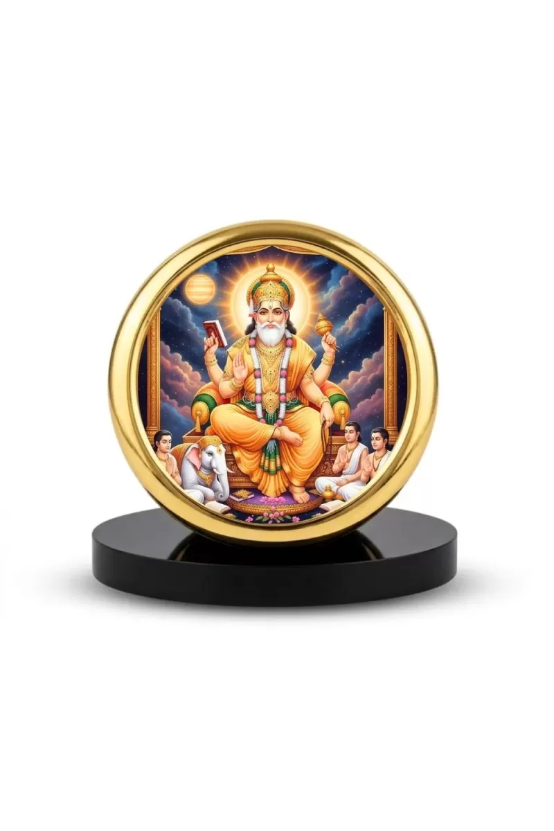 Car Desk/Table Top  Lord Vishwakarma Metal Golden Photo Stand  2x2 Inches, Compact & Stylish Spiritual Display For Car, Home & Office (Pack Of 1) (F18625)