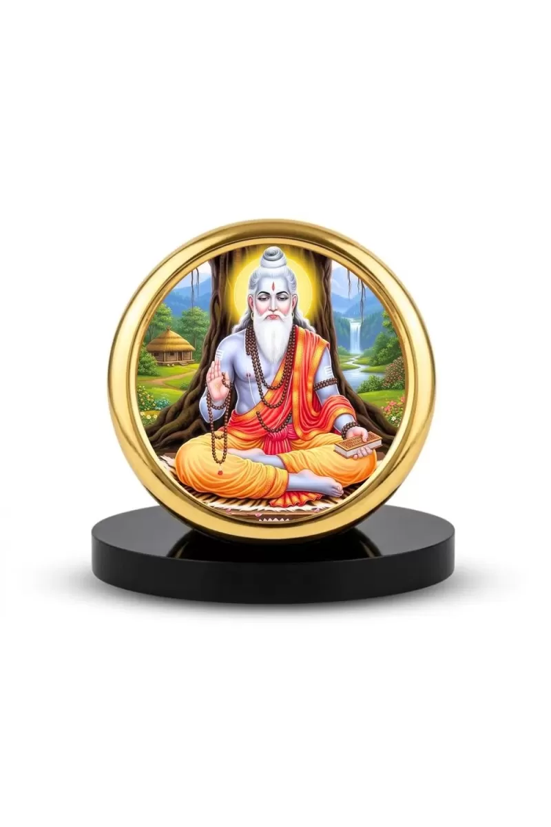 Car Desk/Table Top  Lord Vishwakarma Metal Golden Photo Stand  2x2 Inches, Compact & Stylish Spiritual Display For Car, Home & Office (Pack Of 1) (F18626)