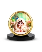 Car Desk/Table Top Little Krishna Metal Golden Photo Stand  2x2 Inches, Compact & Stylish Spiritual Display For Car, Home & Office (Pack Of 1) (F18634)