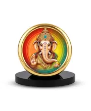 Car Desk/Table Top LORD GANESHA Metal Golden Photo Stand  2x2 Inches, Compact & Stylish Spiritual Display For Car, Home & Office (Pack Of 1) (F18639)