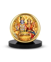 Car Desk/Table Top RADHA KRISHNA Metal Golden Photo Stand  2x2 Inches, Compact & Stylish Spiritual Display For Car, Home & Office (Pack Of 1) (F18641)