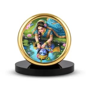 Car Desk/Table Top Radha Krishna Metal Golden Photo Stand 2x2 Inches, Compact & Stylish Spiritual Display For Car, Home & Office (Pack Of 1) (F18642) Car Desk/Table Top Radha Krishna Metal Golden Photo Stand 2x2 Inches, Compact & Stylish Spiritual Display For Car, Home & Office (Pack Of 1) (F18642)